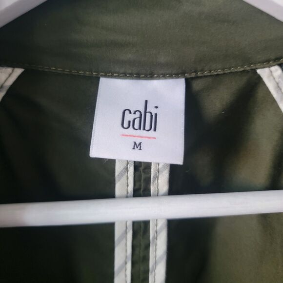 Cabi women's Army Green Expedition Jacket sz M Ruched Sleeves double Breasted - Picture 8 of 9